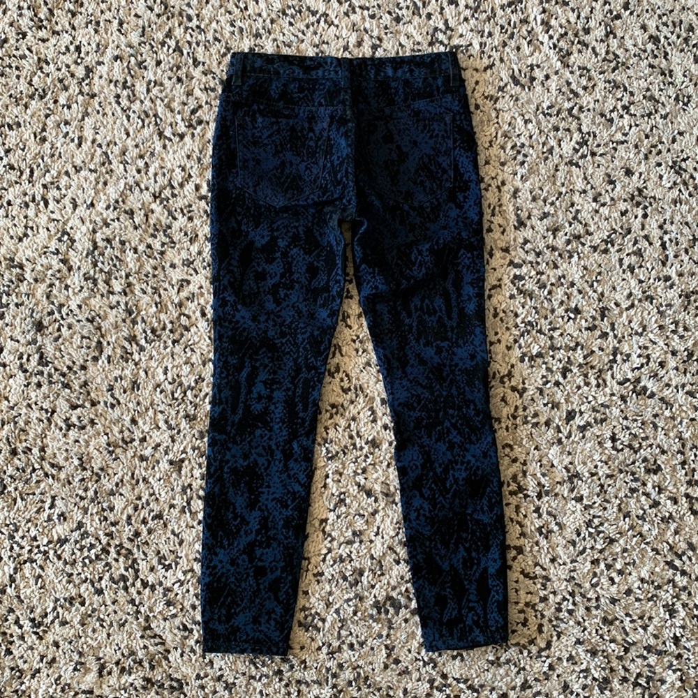 Free People Textured Pants Blue Black Boho Straight Leg Stretch Women’s Size 25 - Picture 9 of 12